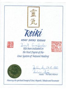 Reiki erster Grad Urkunde